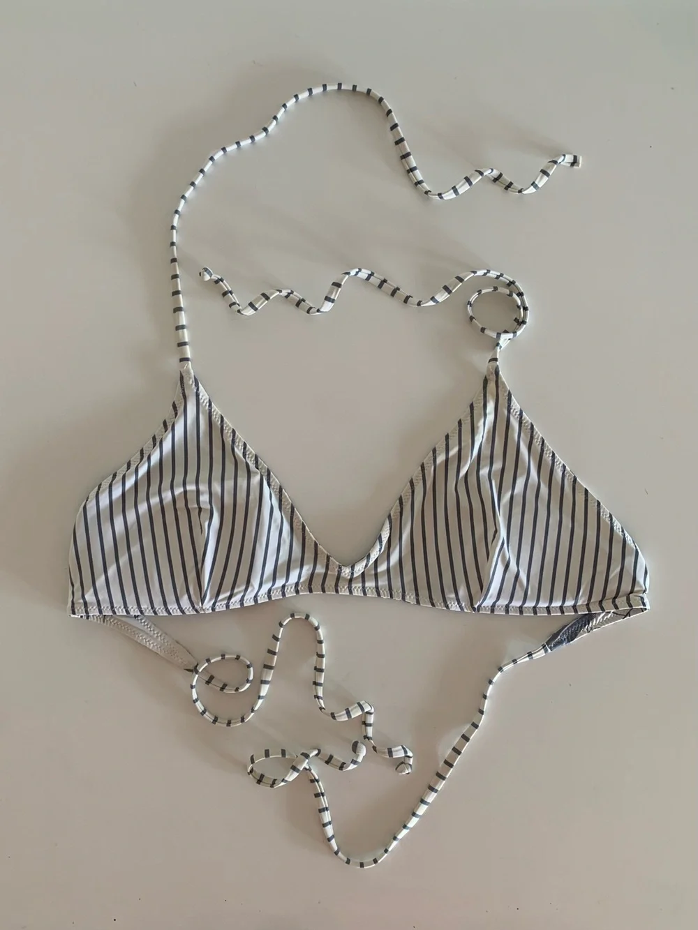 Rhythm Floral/Stripe Reversible Triangle Bikini Top in Navy and White